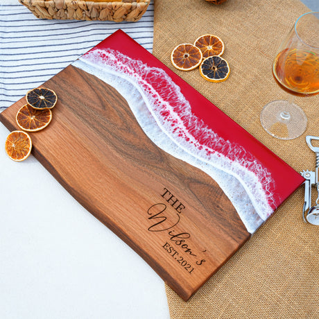 a wooden cutting board with orange slices on it