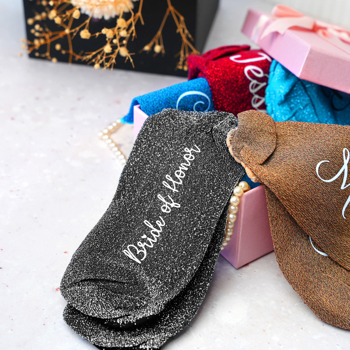 Bridesmaid Proposal Idea, Personalized Bridal Socks, Maid of Honor Gift, Bachelorette Party Favors, Bridal Party Socks, Bridesmaid Gifts - Arria Home