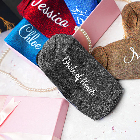 Personalized Bridesmaid Name Socks, Custom Bachelorette Party Favors for Guests, Maid of Honor Proposal Idea, Bridesmaid Gifts Box Stuffer - Arria Home