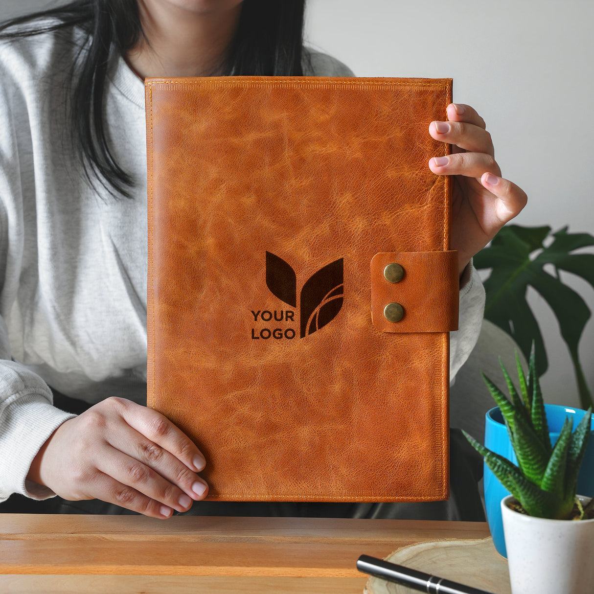 Handmade Personalized Leather Macbook Sleeve, Business Gifts, Corporate Gifts, Custom Logo Laptop Case, Mackbook Padfolio, Boss Gifts - Arria Home