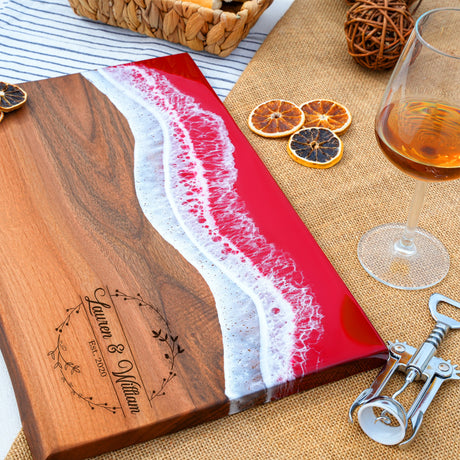 a cutting board sitting on top of a table