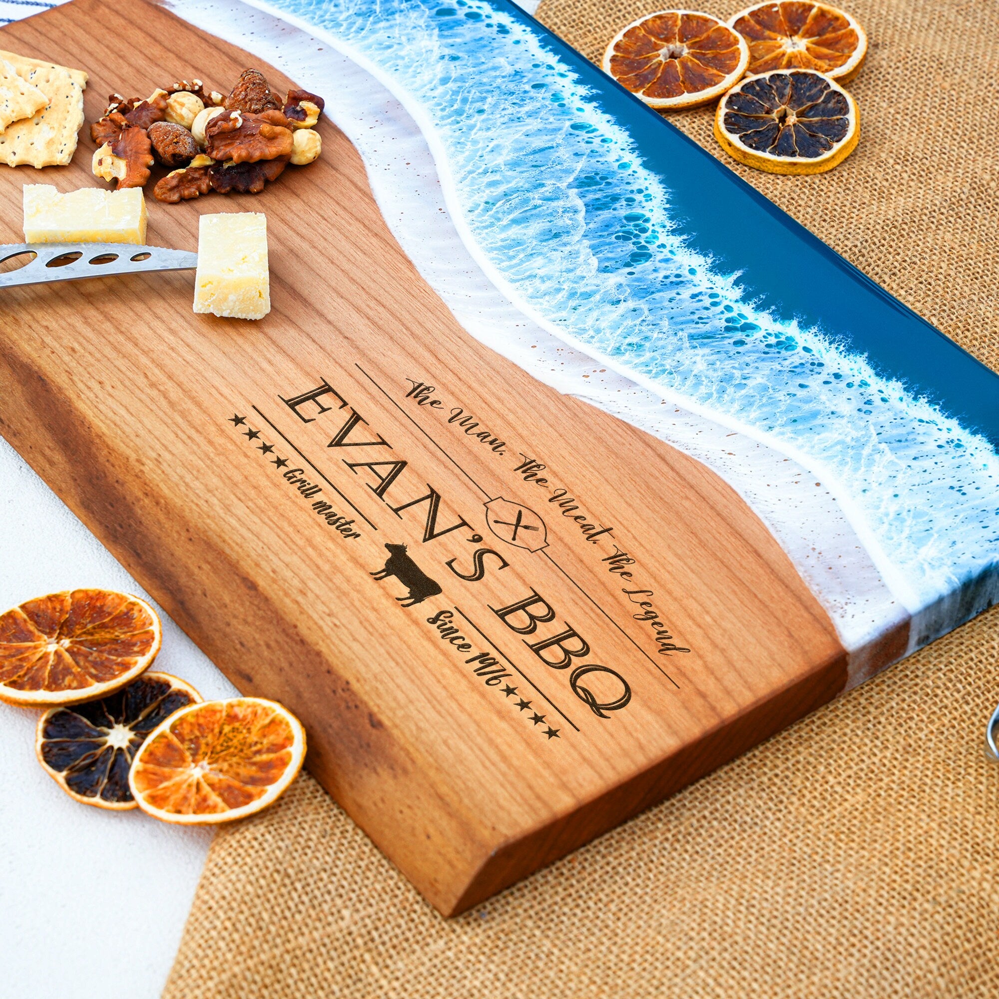 Personalized Resin BBQ Board, Custom Father's Day Gift, Grandpa