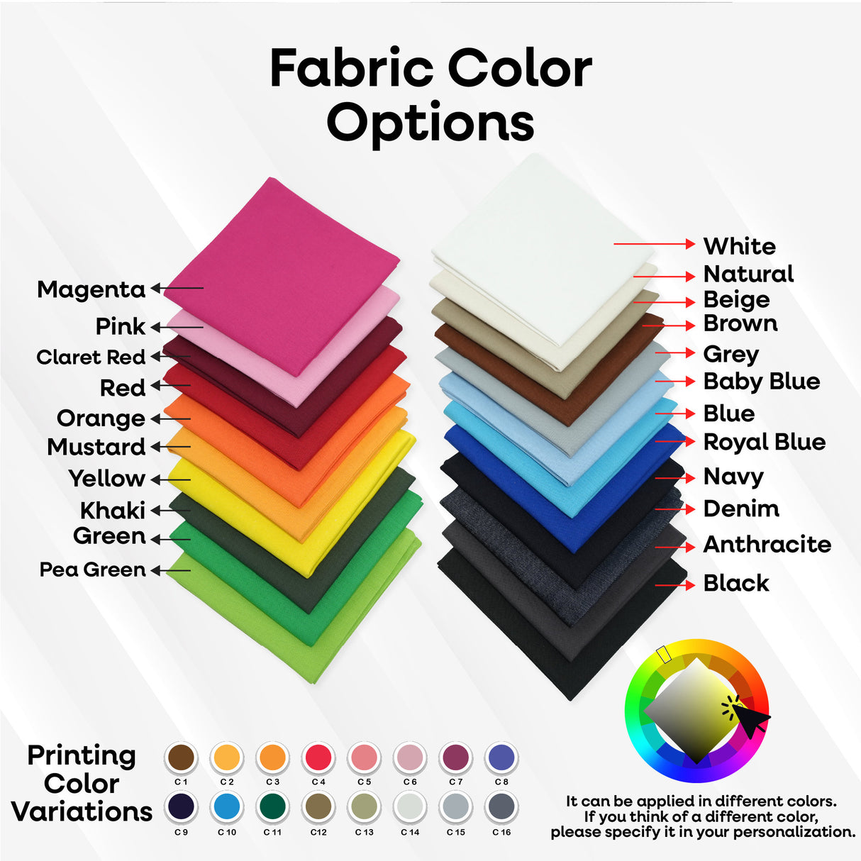 a poster showing different colors of fabric