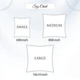 a set of three pillows with measurements for each pillow