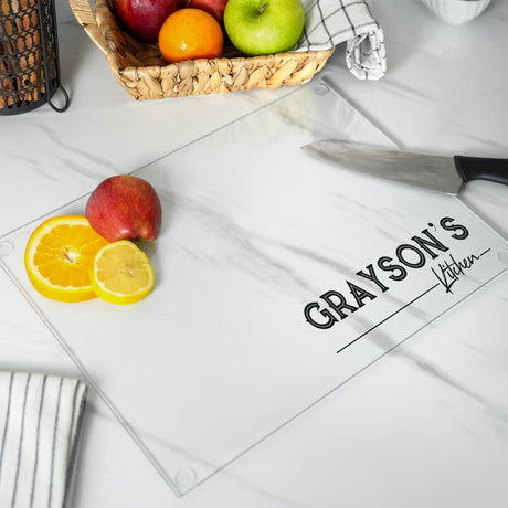 a cutting board with some fruit on top of it