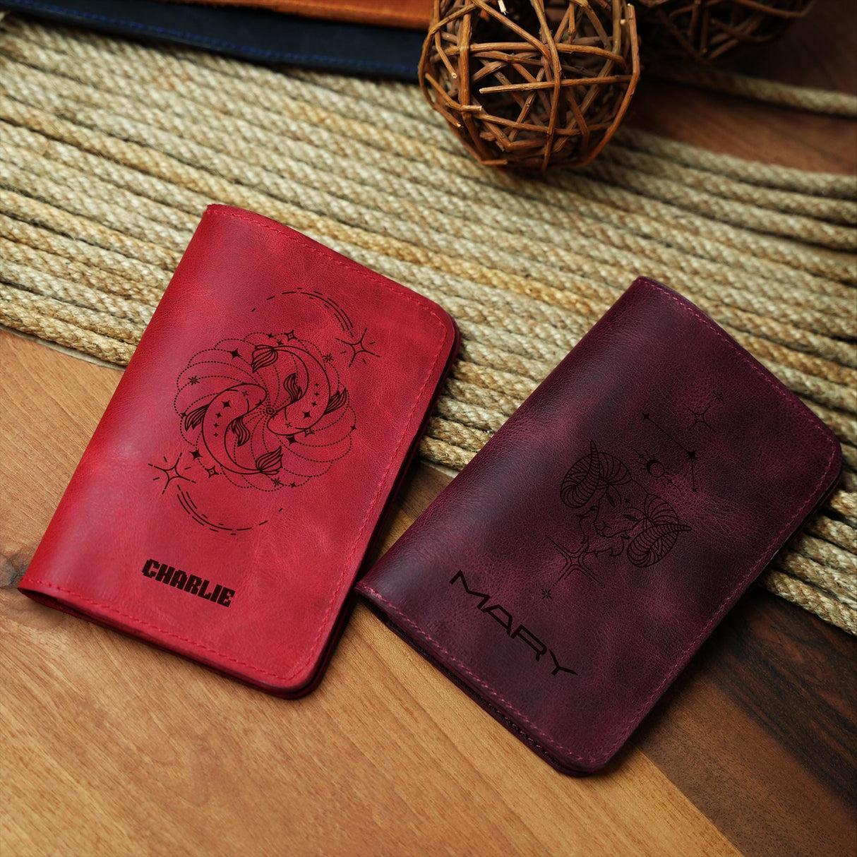 Personalized Astrology Leather Passport Holder, Custom Engraved Passport Wallet, Zodiac Gift, Astrology Gift, Passport Cover, Horoscope Gift