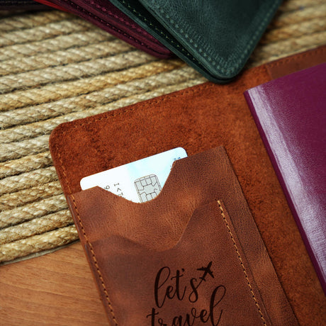 a wallet sitting on top of a wooden table