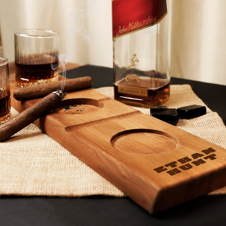 a wooden cutting board sitting on top of a table