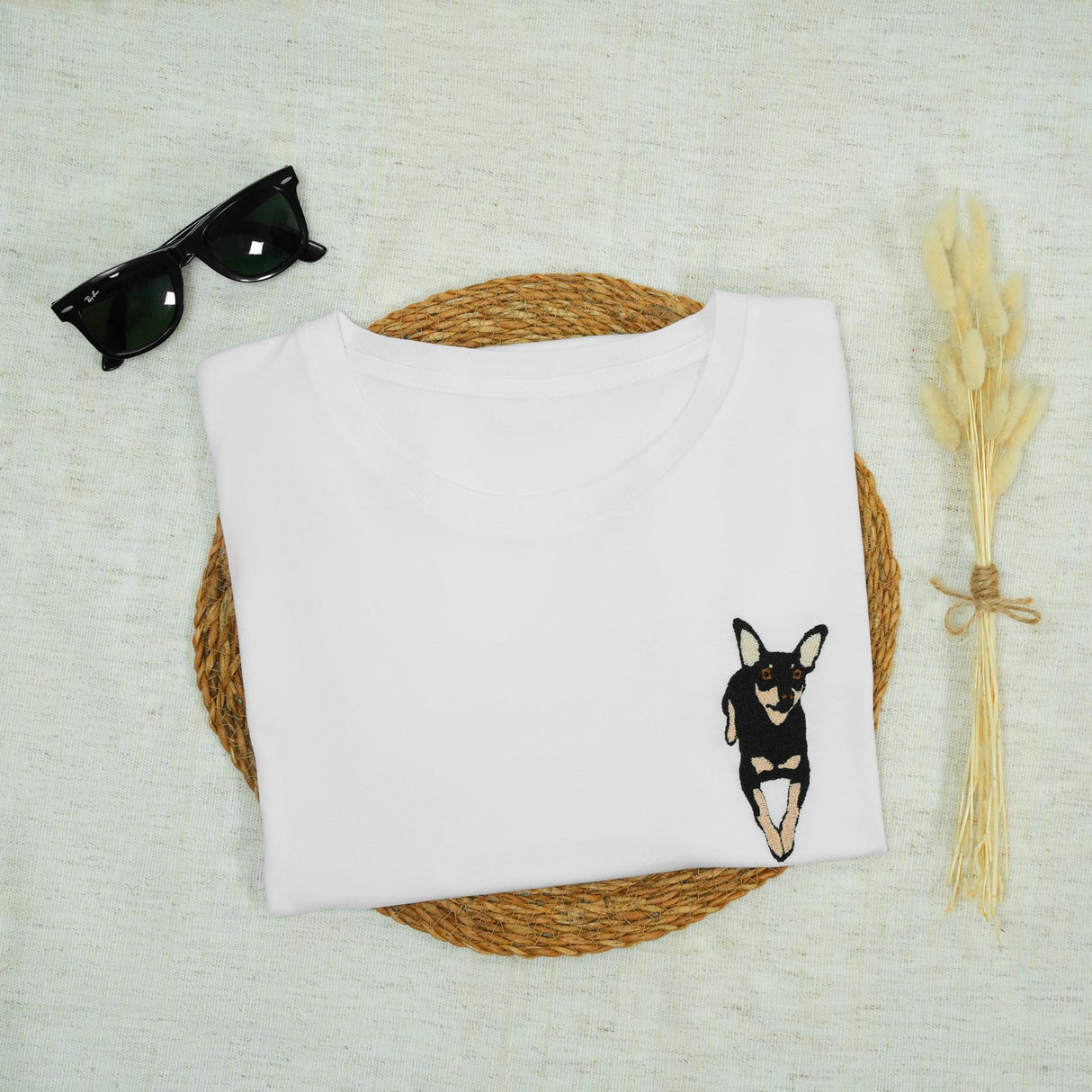 Personalized Embroidered Pet Potrait T-shirt, Custom Tee, Dog Mom Gift, Pet Lover Gifts, Custom Embroidery Pet Shirt, New Dog Owner Gifts