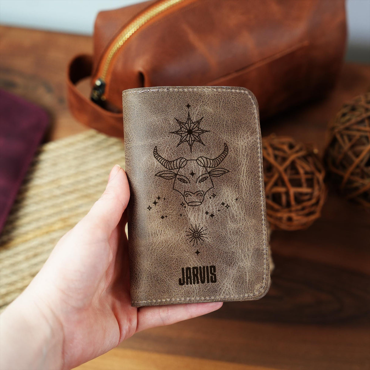 Personalized Astrology Leather Passport Holder, Custom Engraved Passport Wallet, Zodiac Gift, Astrology Gift, Passport Cover, Horoscope Gift