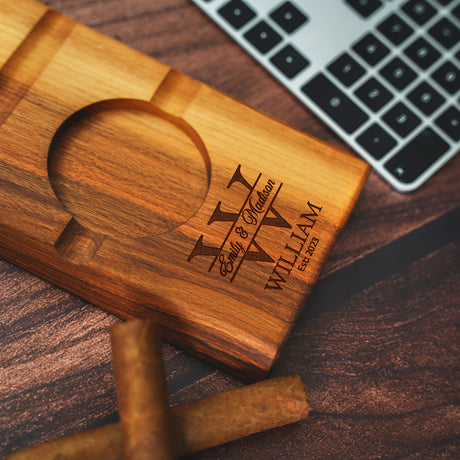 a wooden business card sitting on top of a desk