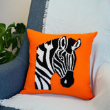 Punch Needle Embroidered Animal Theme Pillow, Jungle Animal Throw Pillow, Safari Nursery Decor, Zebra Pillow Decor, Kids Room Decorations