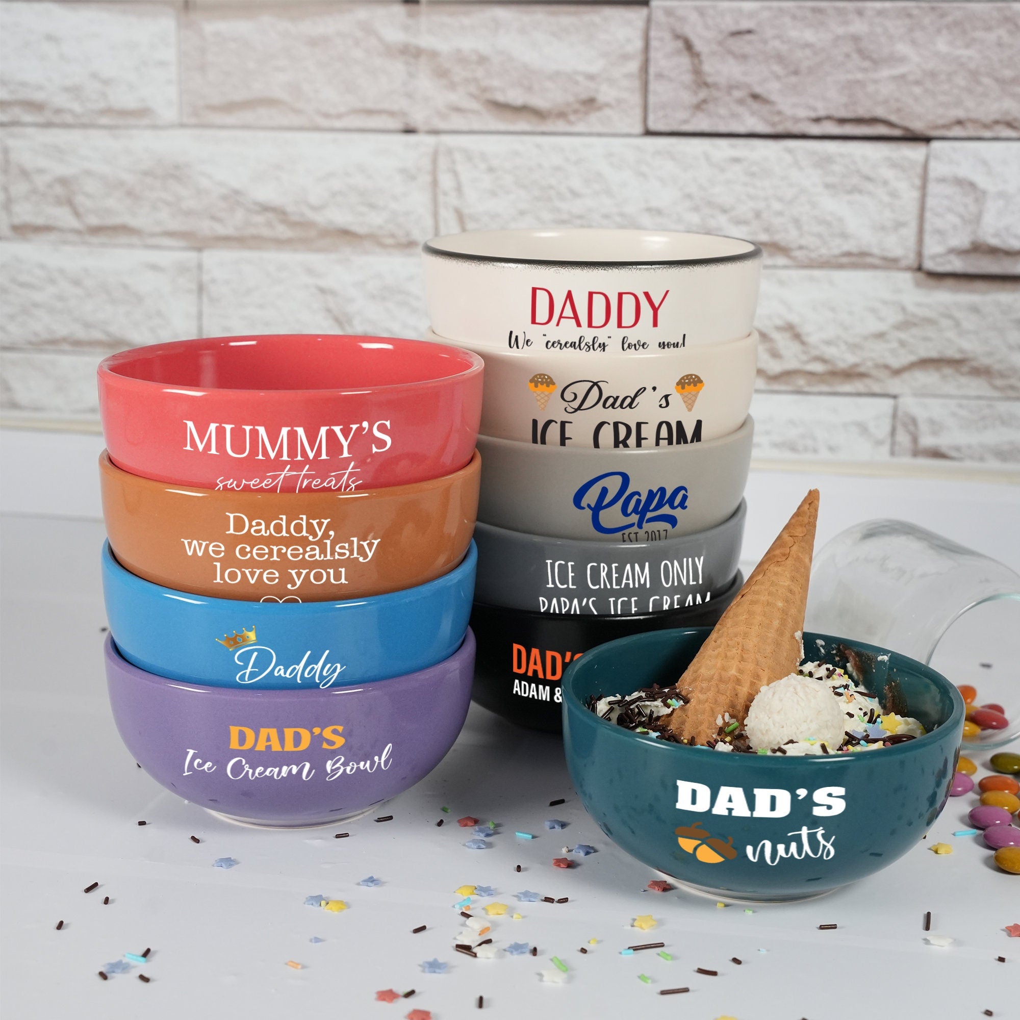 Ceramic Ice Cream Bowl, Personalized Dad's Sundae Bowl, Snack