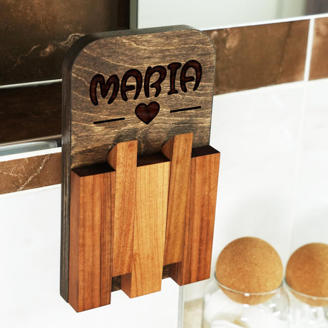 a wooden cutting board with a heart on it