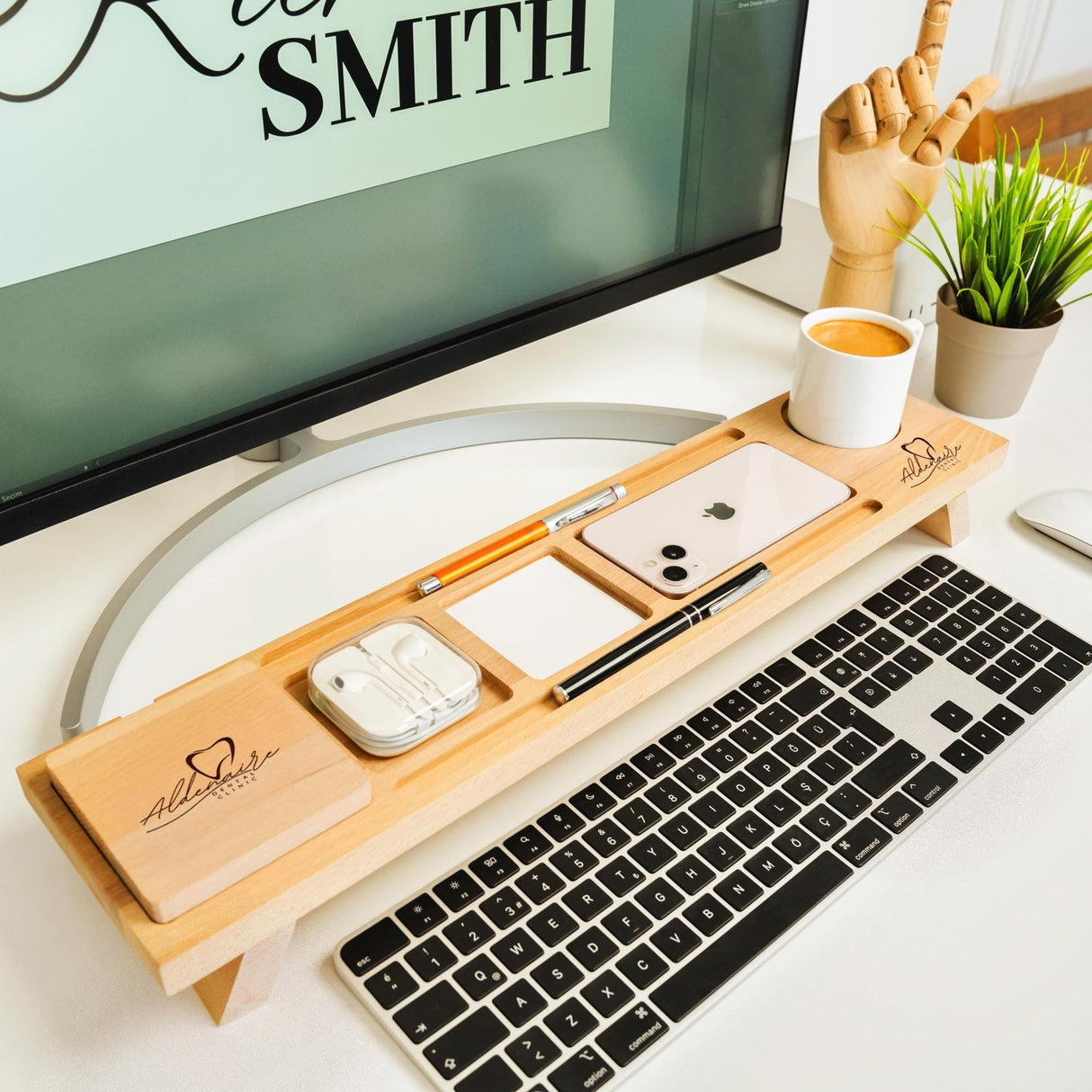 an electronic device plugged into a wooden box