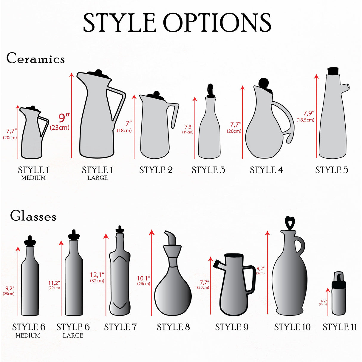 a diagram of different types of vases and jugs