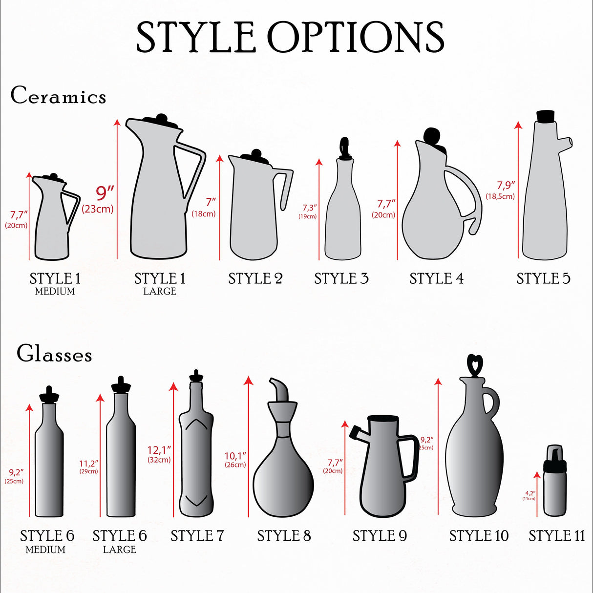 a diagram of different types of vases and jugs