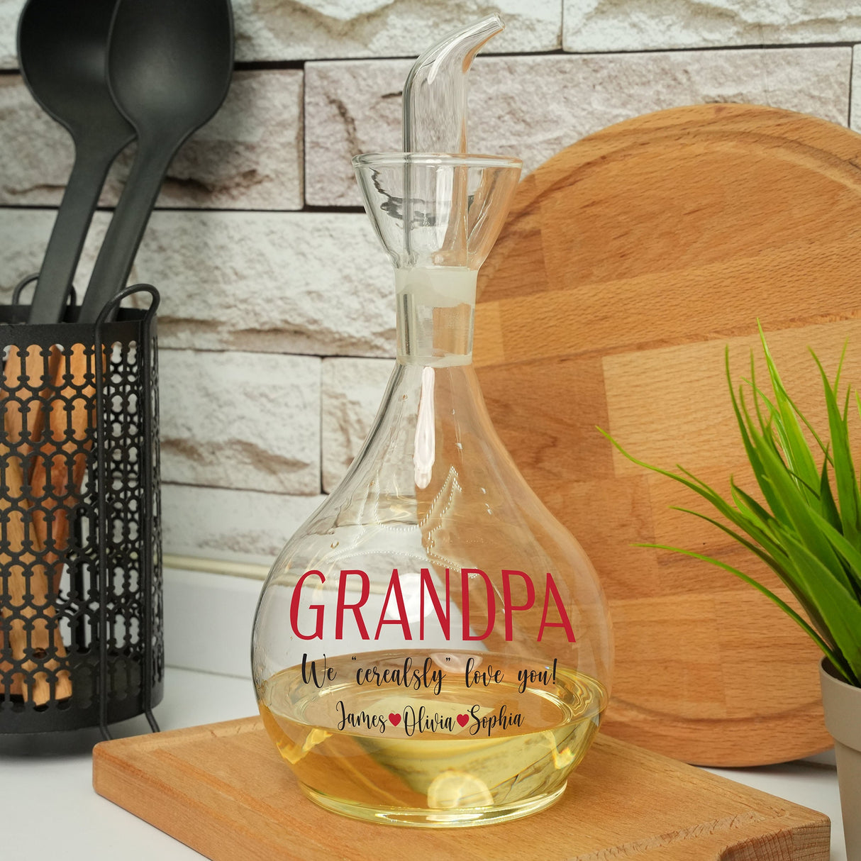 a bottle of wine sitting on top of a cutting board