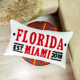 a pillow that says florida est miami on it