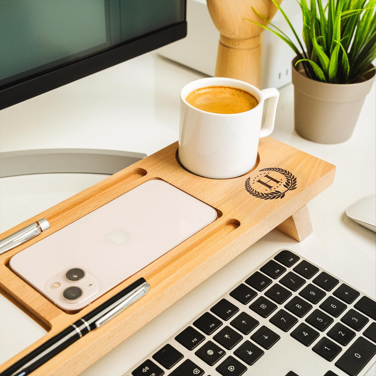 an electronic device plugged into a wooden box