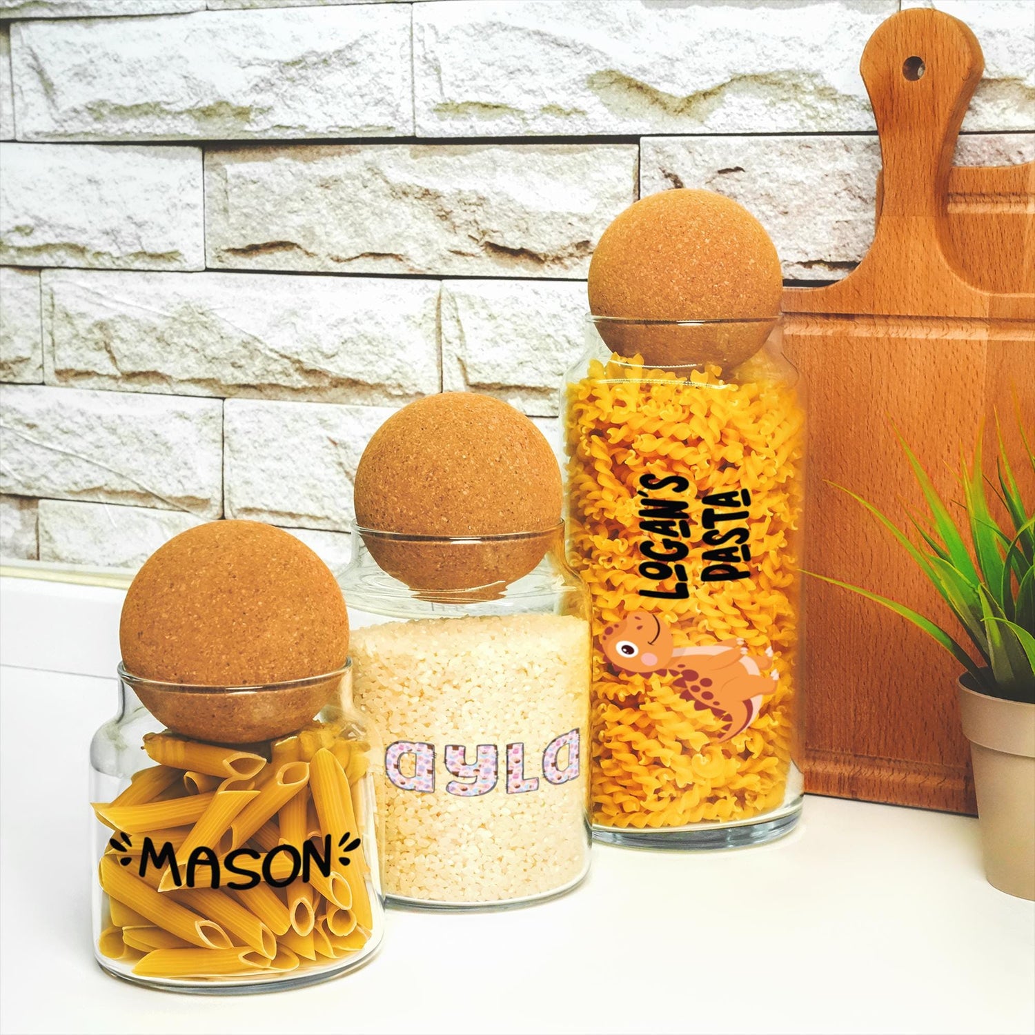 Custom Kids Name Glass Cookie Jar, Favorite Food Storage Container