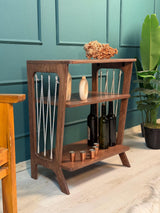 Wooden Record Player Stand with Rope Details | Vinyl Storage Console