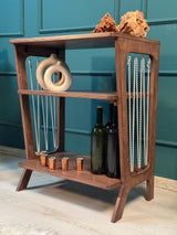 Vinyl Record Storage Shelf with Rope Accents | Wooden Turntable Console