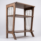 Vinyl Record Storage Shelf with Rope Accents | Wooden Turntable Console