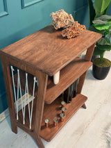 Vinyl Record Storage Shelf with Rope Accents | Wooden Turntable Console