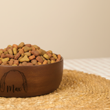 Custom Dog Ears Wooden Pet Bowl: Personalized Feeding Dish, Cute Puppy Gift
