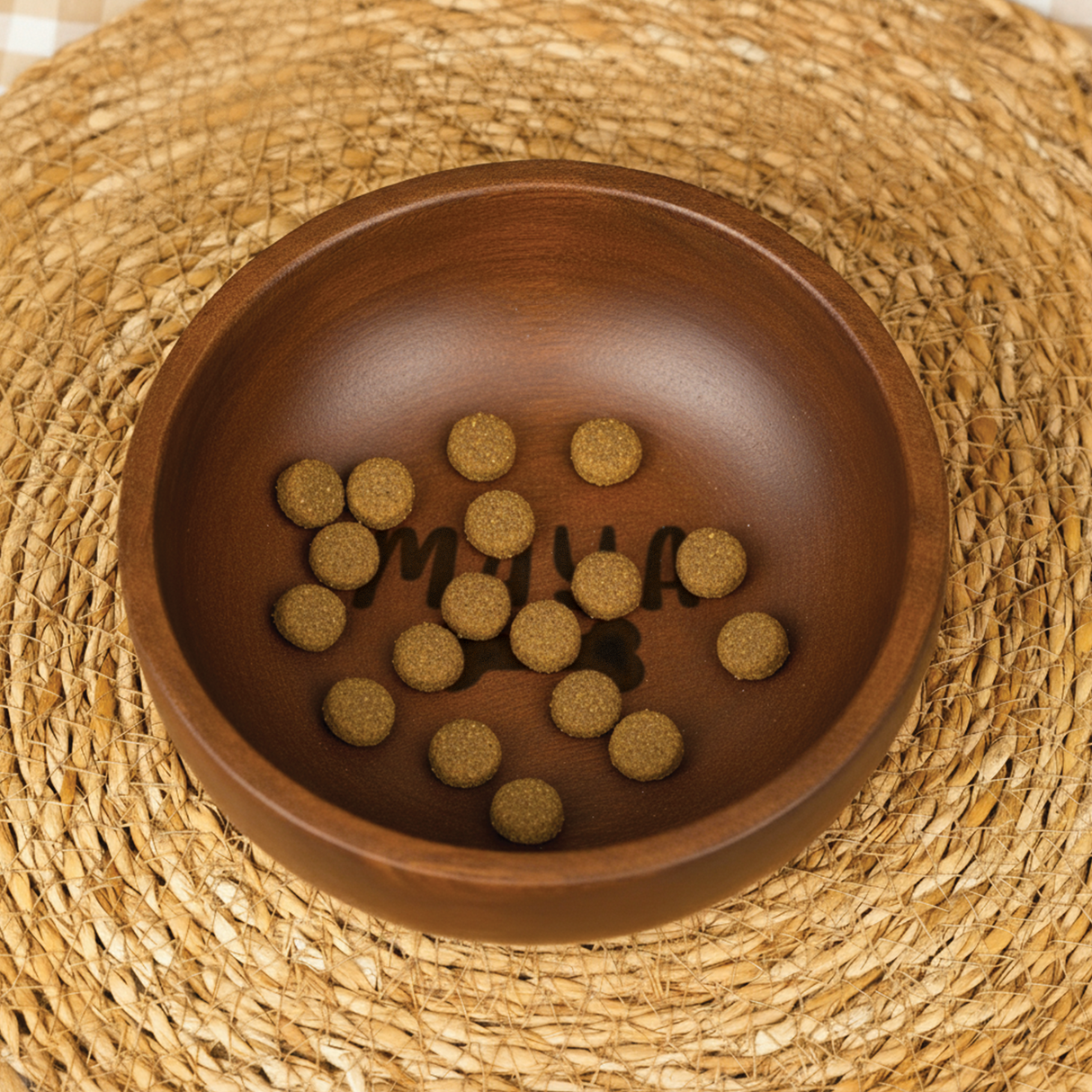 Personalized Wooden Pet Food & Water Dish: Custom Pet Bowl, Christmas Gift for Pet Owners