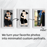 Custom Faceless Portrait Wine Label: Minimalist Illustration for Anniversary or Valentine's Day