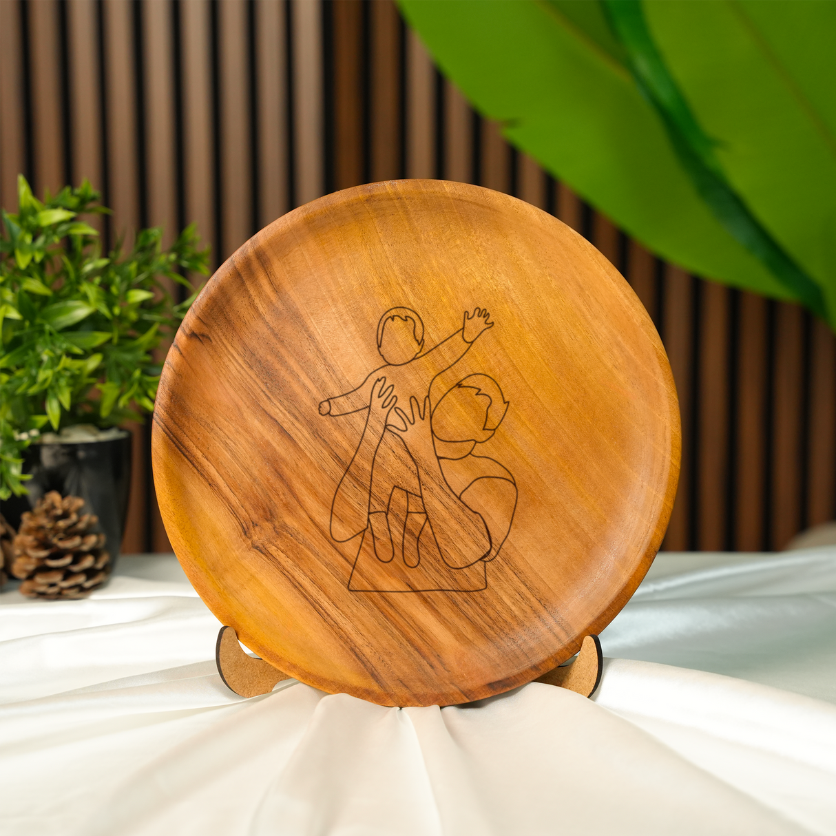 Personalized Photo Engraved Wood Plate: Custom Portrait, 5th Anniversary Gift