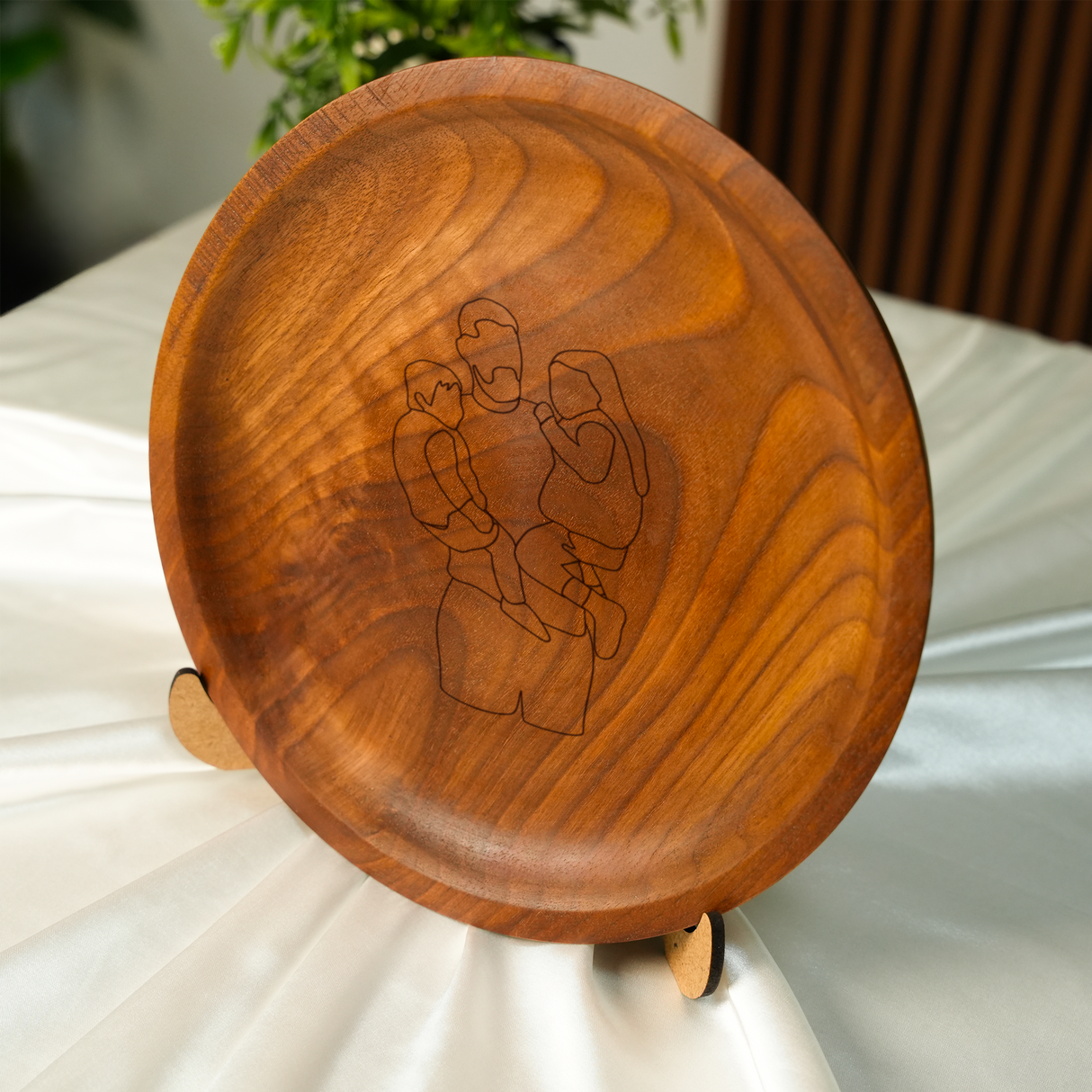 Personalized Photo Engraved Wood Plate: Custom Portrait, 5th Anniversary Gift