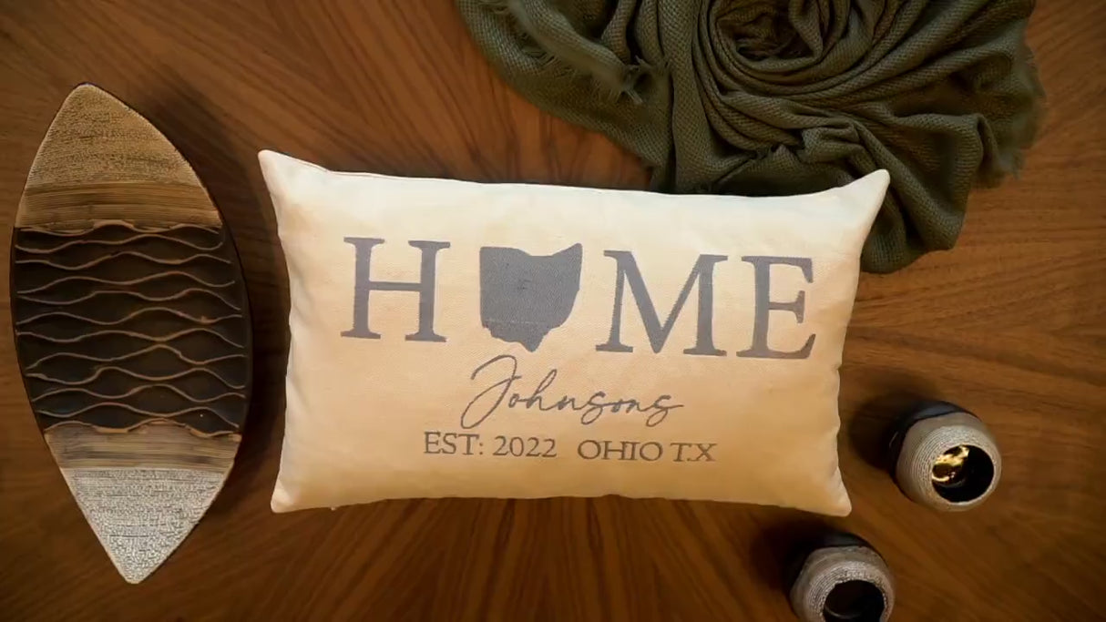 Embroidered Home State Pillow, Housewarming Gift, New Home Gift, House Address Pillow, Realtor Closing Gift, First Home Gift, Custom Pillow