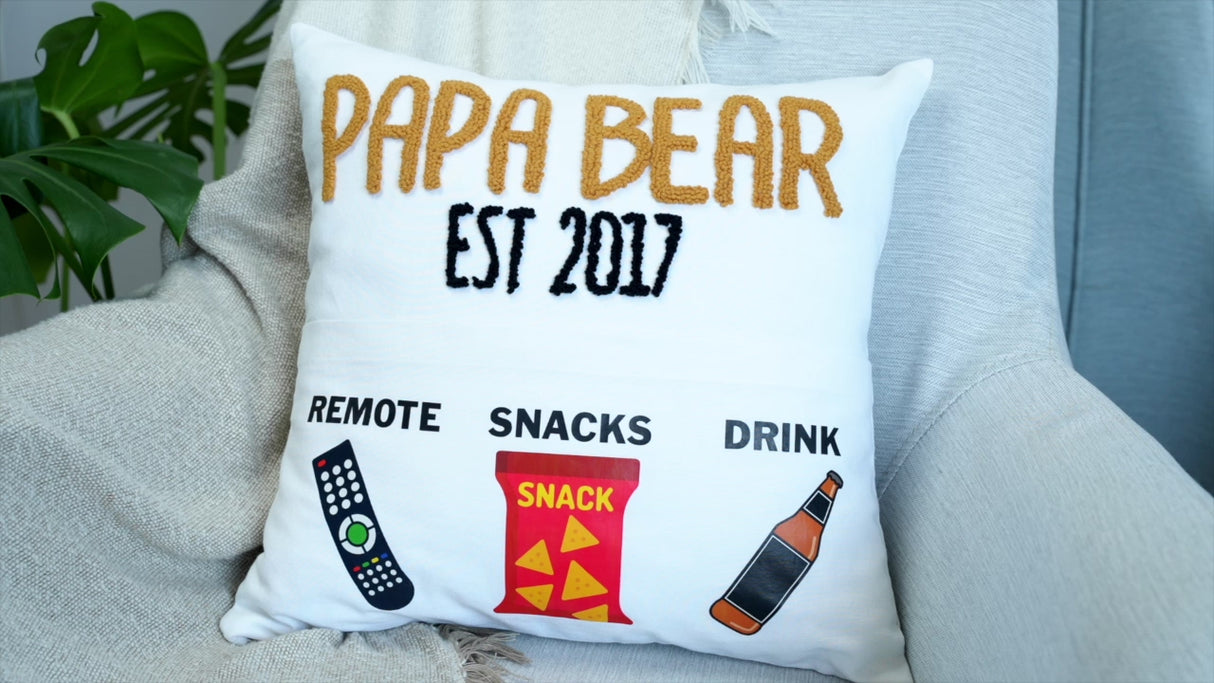 Dad Personalized Fathers Day Embroidered Pillow, Punch Needle Pillow, Gift for Dad, Papa Gift, Custom Throw Pillow, Dad Cushion with Pocket