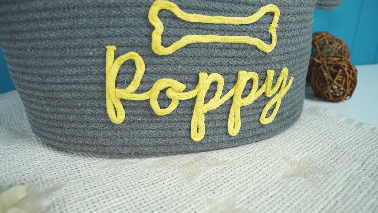 Custom Name Baby Easter Gift Basket: Cotton Rope Toy Organizer