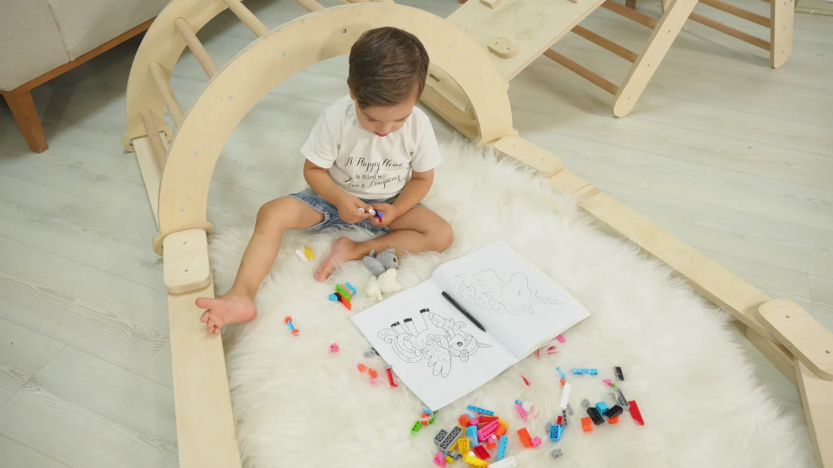 Montessori Climber Gym Set 3in1: Climbing Triangle, Arch & Slide, Indoor Playground