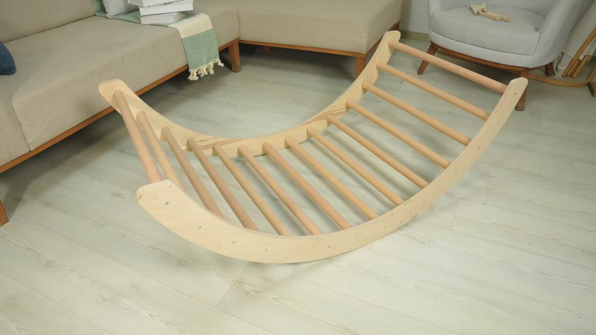 Wooden Rocking Lounger with Cushion: Multifunctional Relax Chair for Relaxing and Meditation