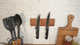 Custom Magnetic Walnut Knife Holder: Rustic Wooden Kitchen Wall Stand, Couple Name Engraving