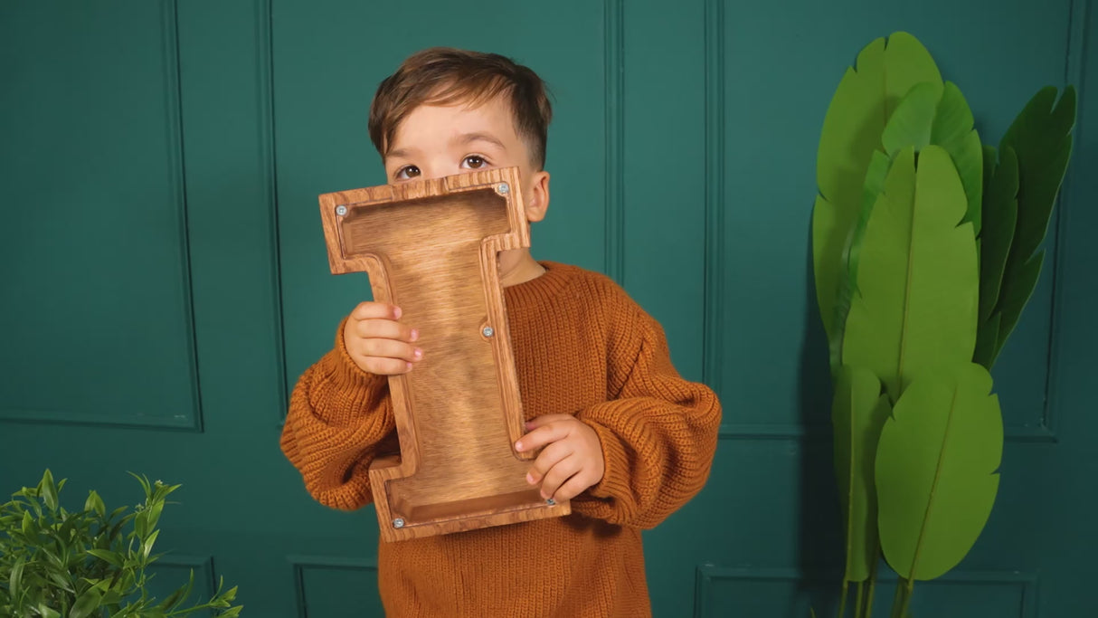 Personalized Letter Coin Bank: Custom Wooden Name Bank, Nursery Decor for Girl or Boys