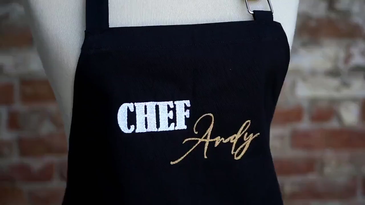 Custom Embroidered Chef Apron, Personalized Apron, Custom Apron, Cute Apron, Customized Apron, Birthday Gift, Christmas Gift, Personalized