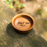Personalized Wedding Ring Plate: Custom Engraved Wooden Dish for Ceremony or Engagement