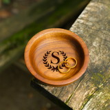 Personalized Wedding Ring Plate: Custom Engraved Wooden Dish for Ceremony or Engagement