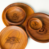 Personalized Wooden Dinner Plate Set: 100% Natural Serving Dish, Rustic Kitchen Trays