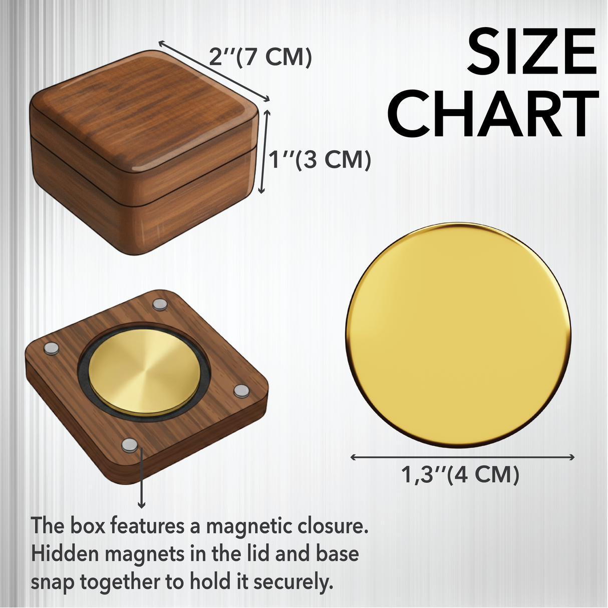 Custom Desicion Coin with Wooden Magnetic Box: Personalized Couple Gift for Christmas