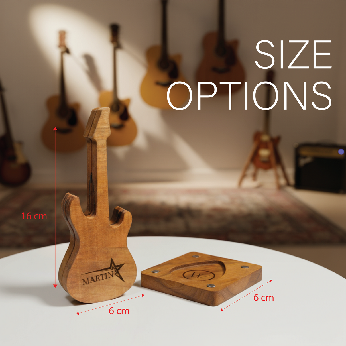 Custom Guitar Pick Holder Magnetic Wood Display: Christmas Gift for Guitar Player
