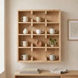 Coffee Mug Rack Wall Shelf: Modern Walnut Wood Tea Cup Organizer